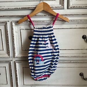 PatPat Blue and White Striped Baby Romper with Unicorn Size 6-9M